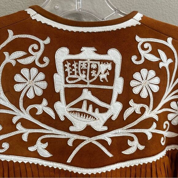 Vintage Cuera tamaulipeca jacket leather fringe handmade Rosenda embroidered - Picture 7 of 15